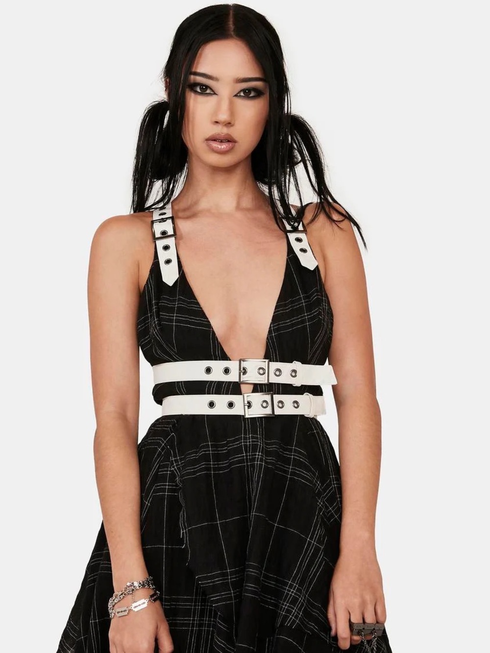 DISTORTION PLAID MIDI DRESS - Picture 4 of 5